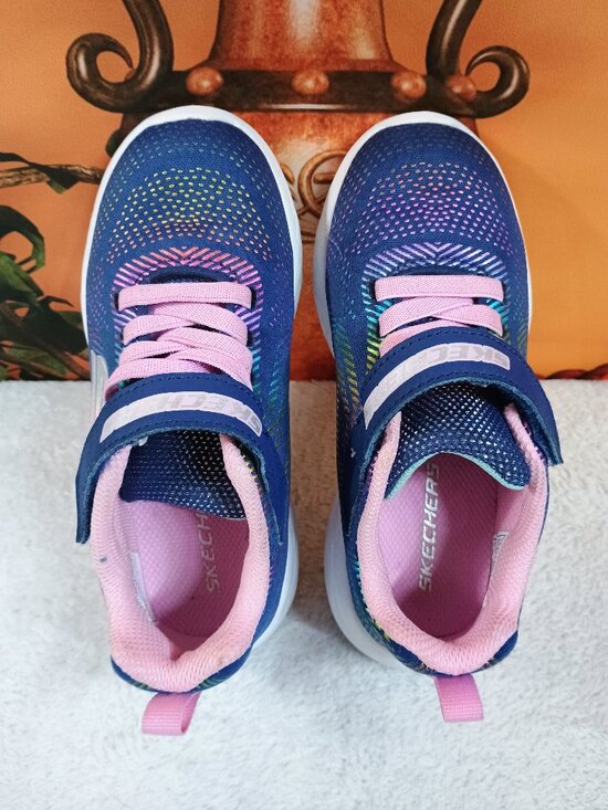 Skechers Other - EUC Girls Skechers Sz 12 Navy Multi Rainbow Gradient Athletic Strap Sneakers